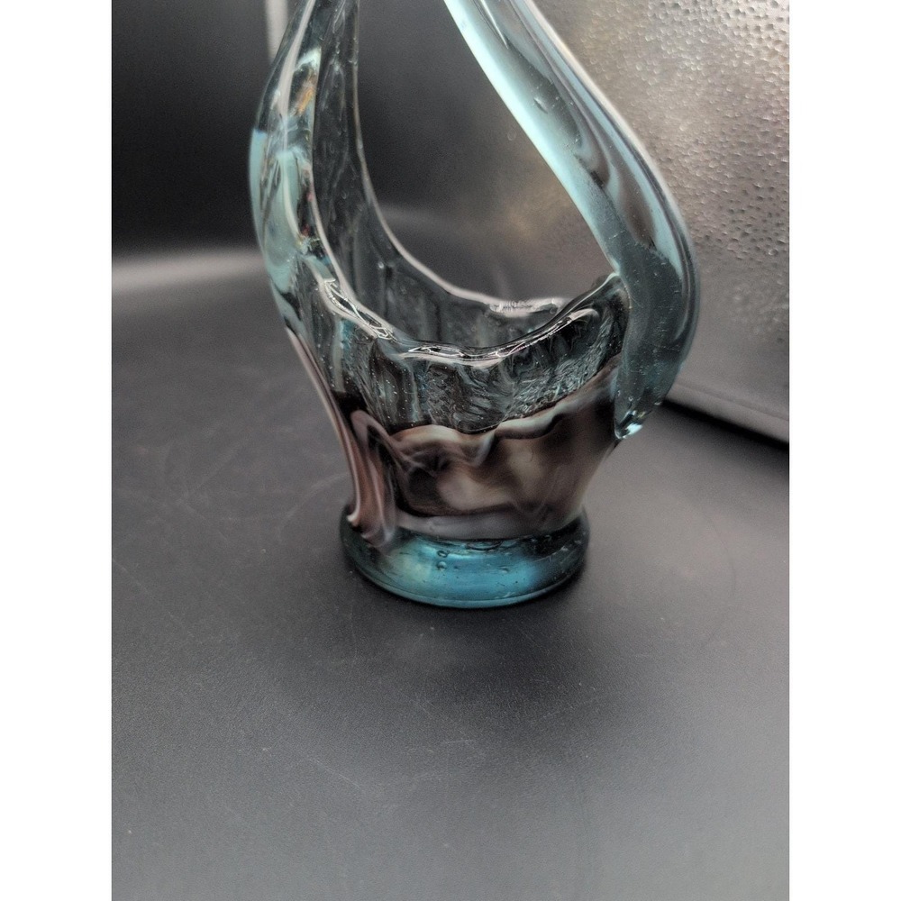 Vintage Mcm Murano Style Swan Handblown Powder Blue Wine Burgundy 11" - Picture 2 of 10